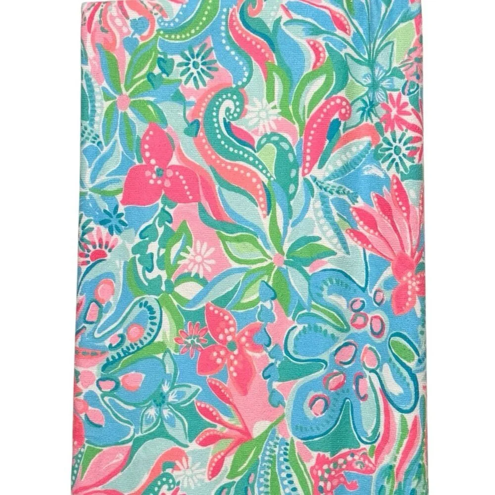 Lilly Pulitzer Oversized Pink Blue Tropical Print Beach Lounge Towel Blanket